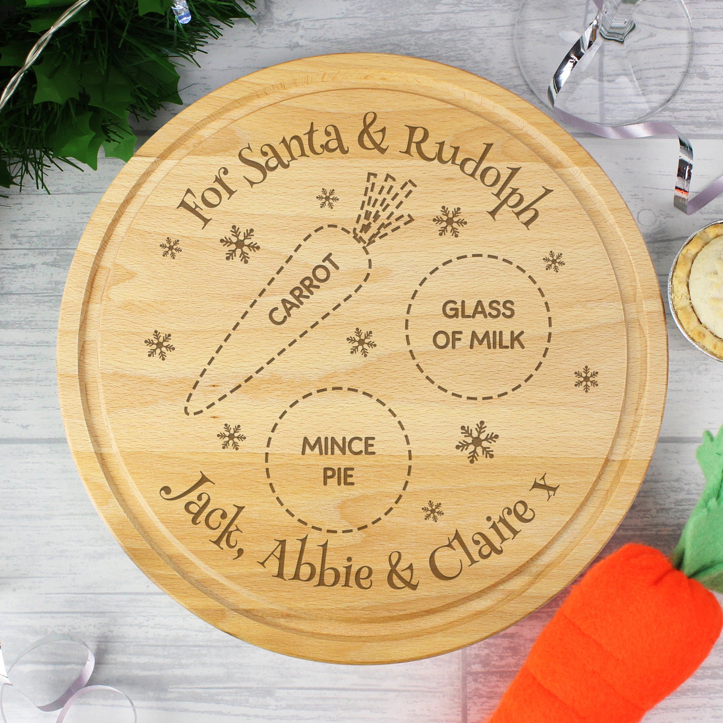 Personalised Christmas Eve Santa Treats Wooden Board