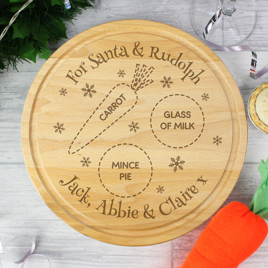 Personalised Christmas Eve Santa Treats Wooden Board