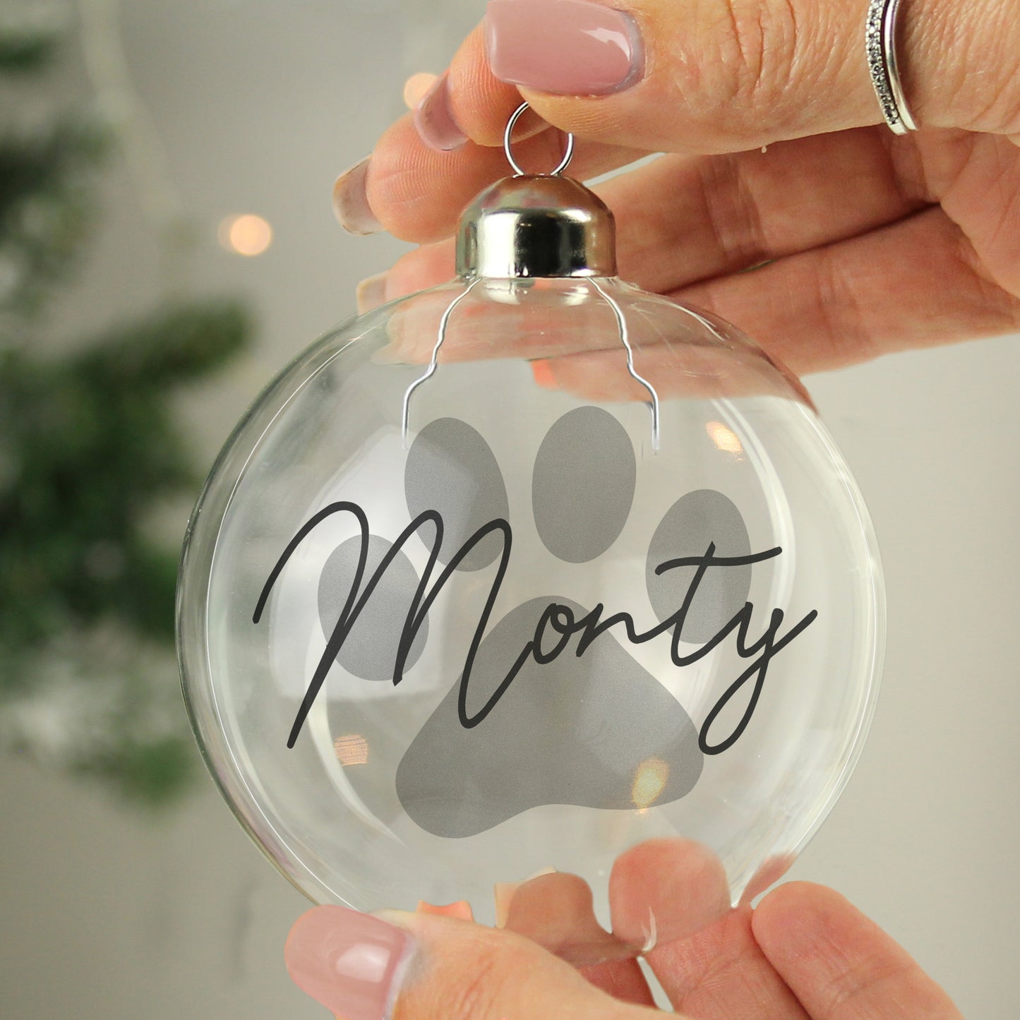 Personalised Paw Print Glass Bauble