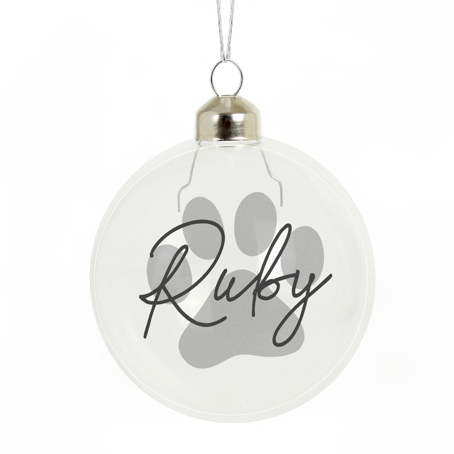 Personalised Paw Print Glass Bauble