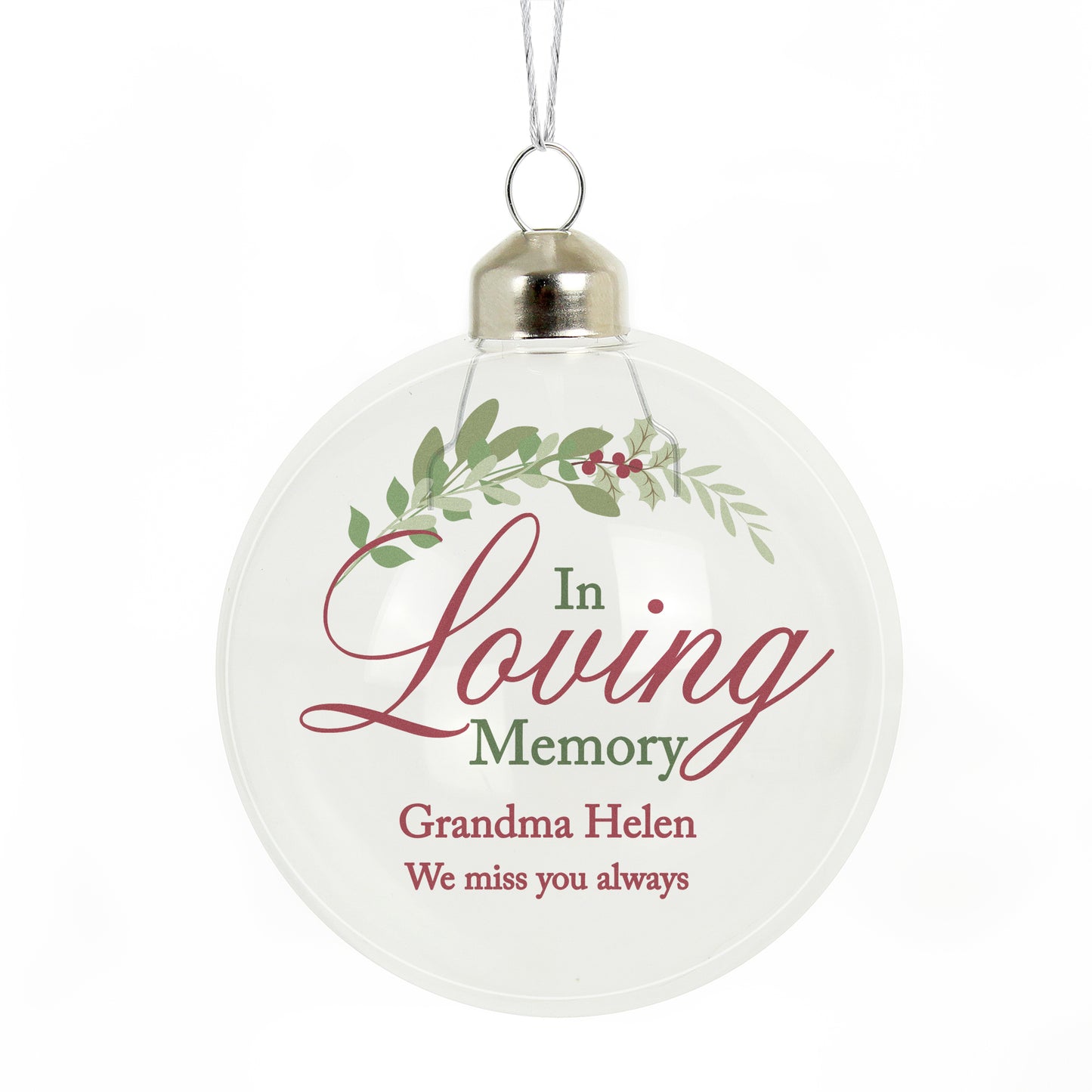 Personalised In Loving Memory Glass Bauble