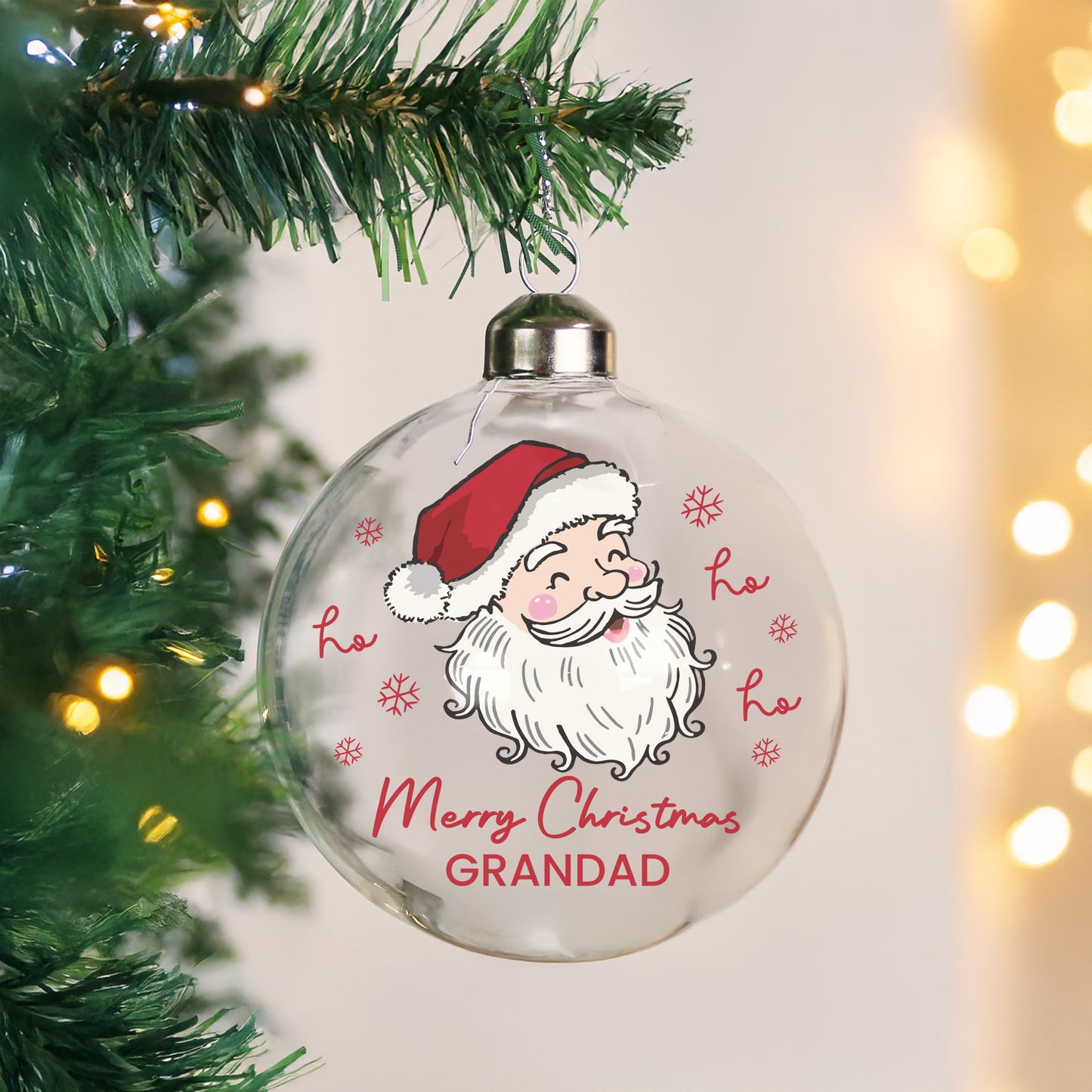 Personalised Santa Glass Christmas Bauble