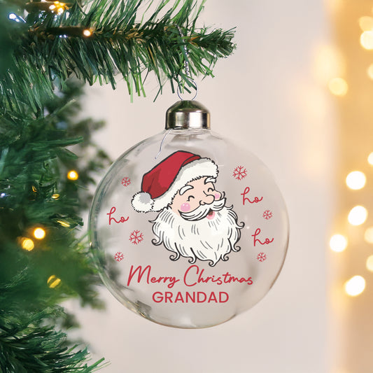 Personalised Santa Glass Christmas Bauble