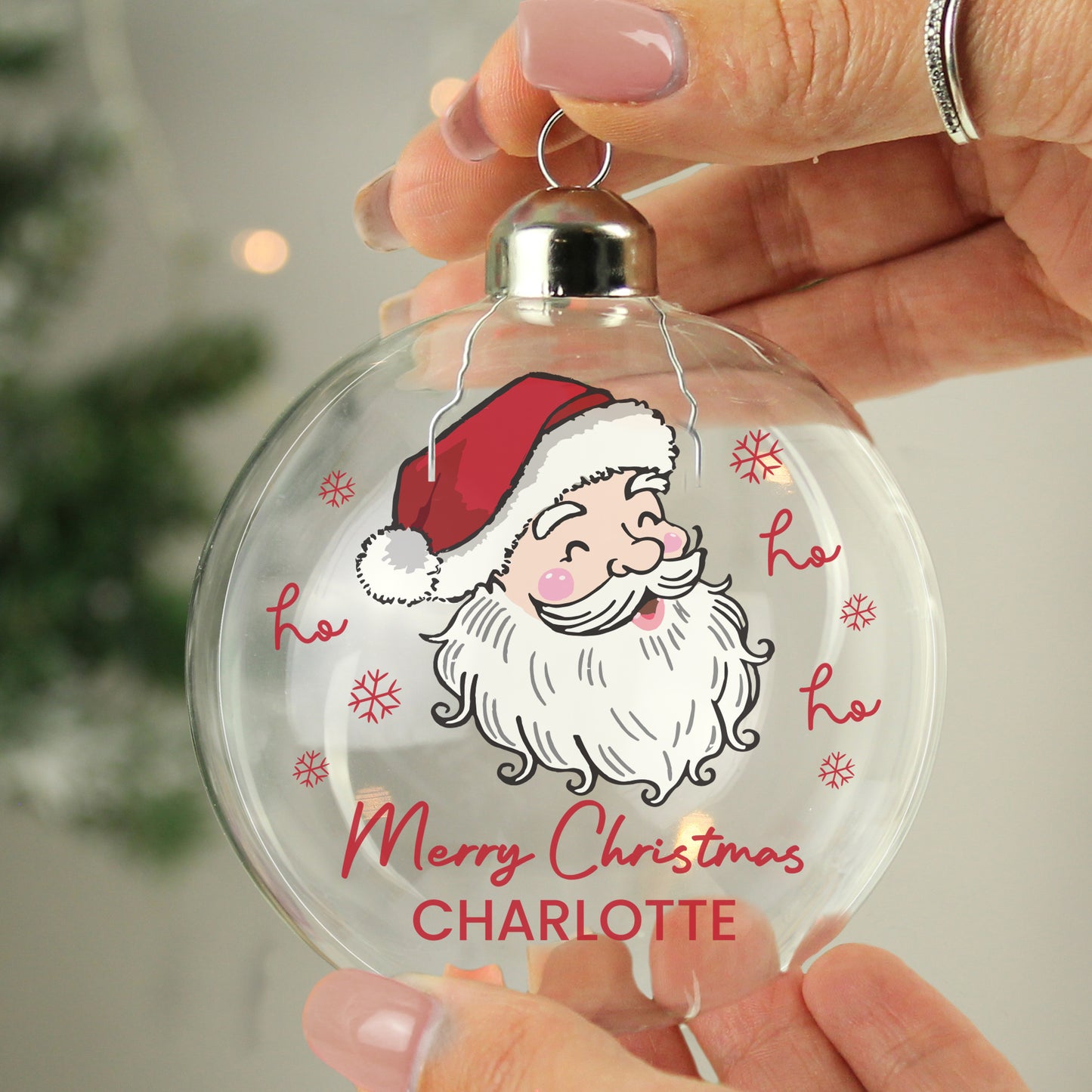 Personalised Santa Glass Christmas Bauble