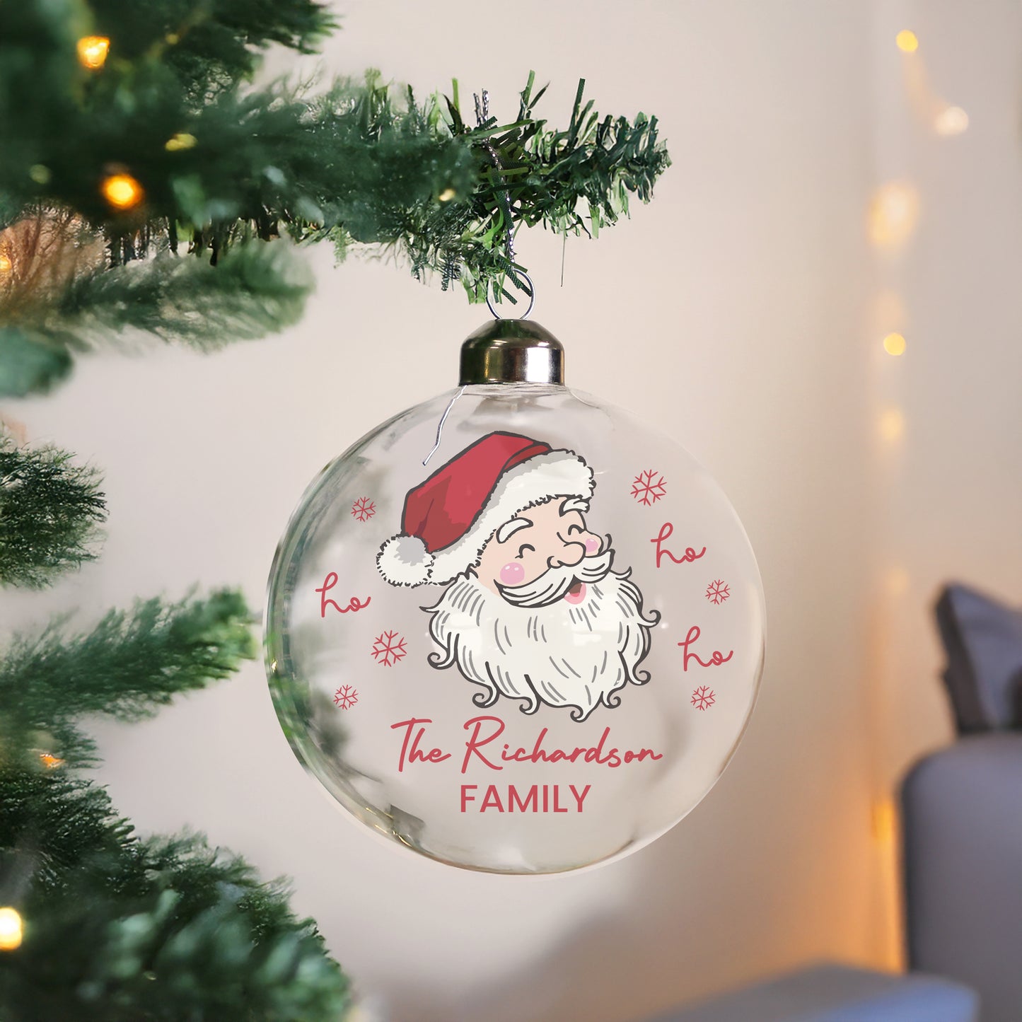 Personalised Santa Glass Christmas Bauble