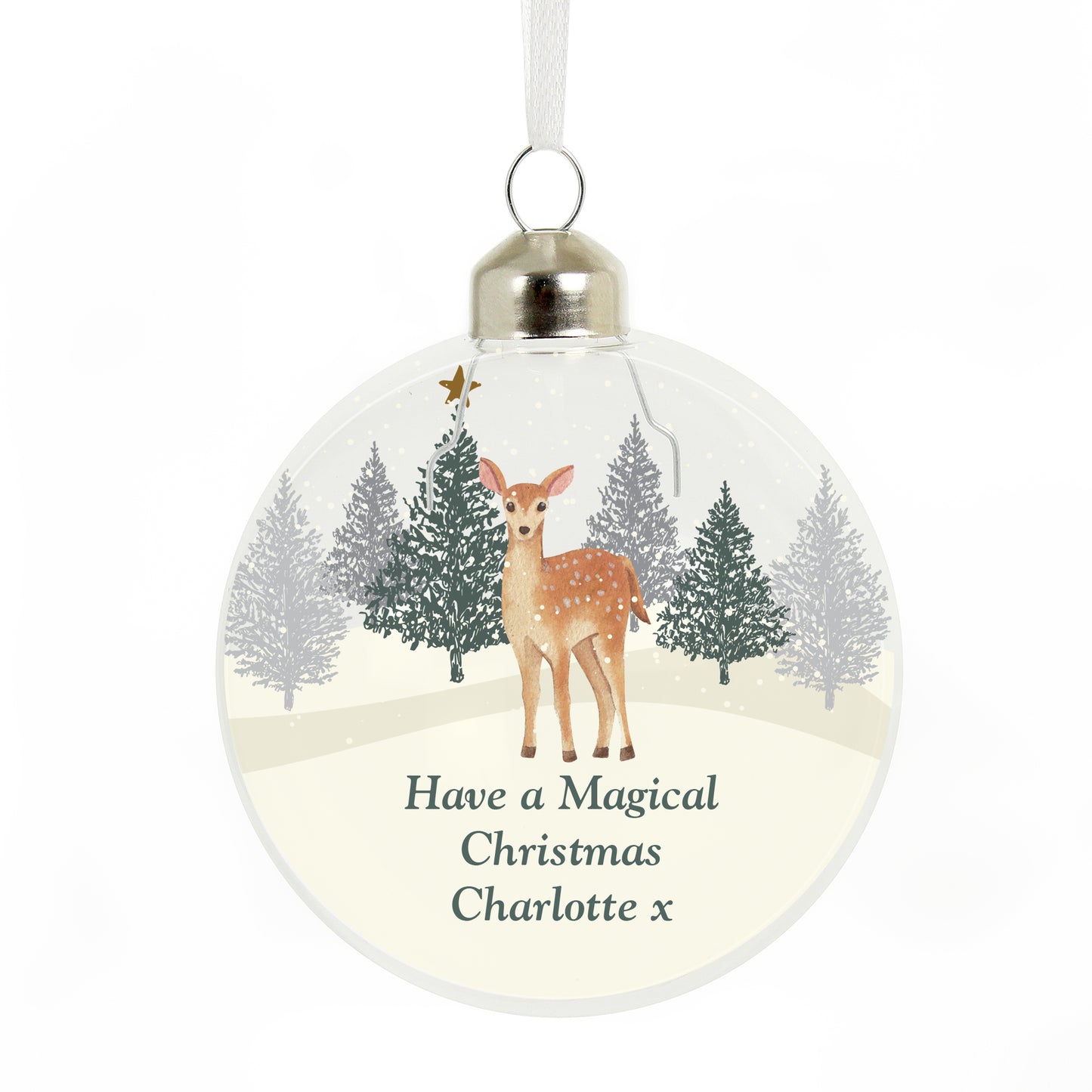 Personalised Deer Glass Christmas Bauble