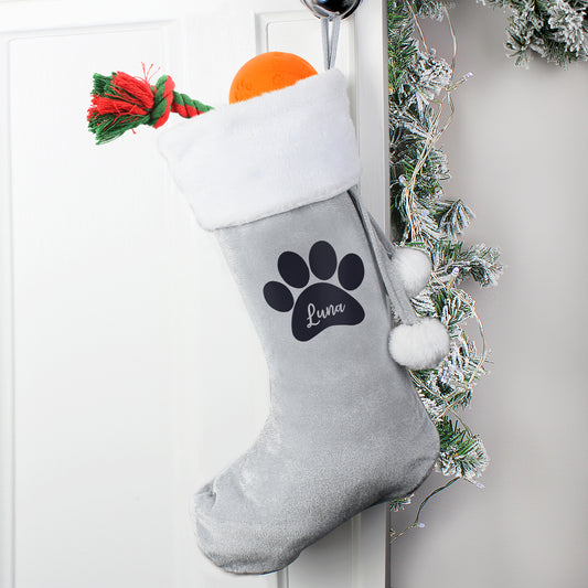Personalised Paw Print Christmas Stocking For Pets