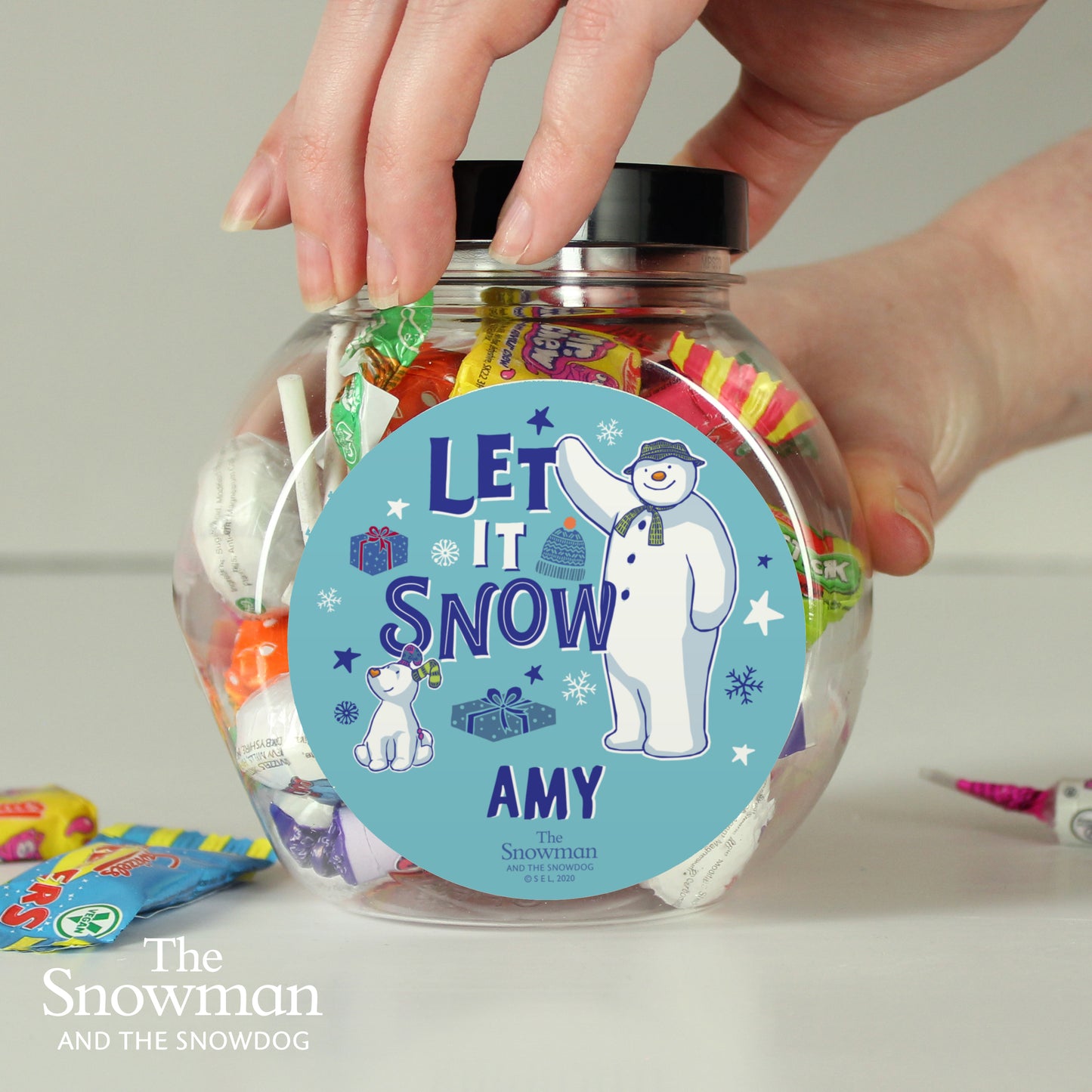 Personalised The Snowman And The Snowdog Sweet Jar – Stocking Filler