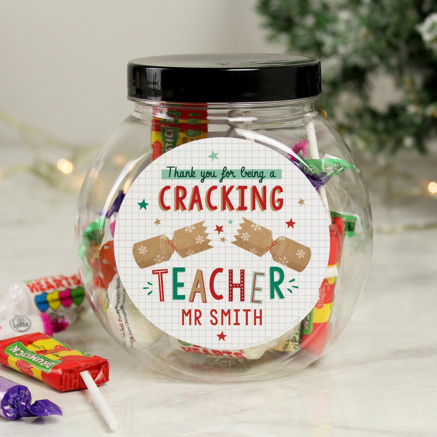Personalised Cracking Teacher Sweet Jar – Teacher Christmas Gift