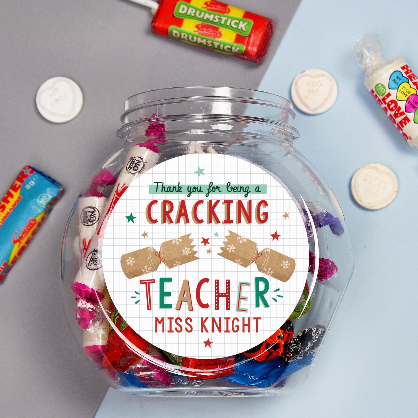 Personalised Cracking Teacher Sweet Jar – Teacher Christmas Gift