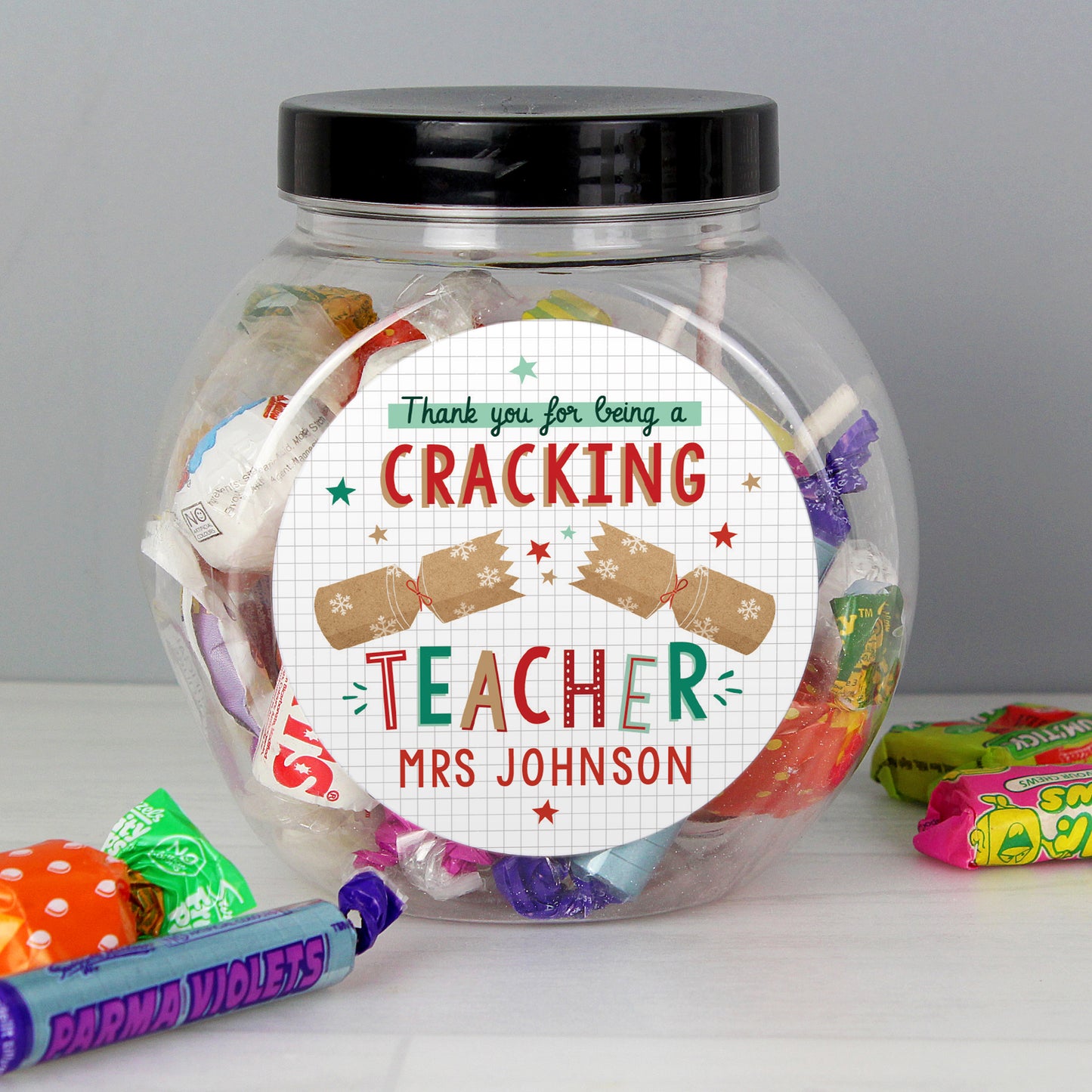 Personalised Cracking Teacher Sweet Jar – Teacher Christmas Gift