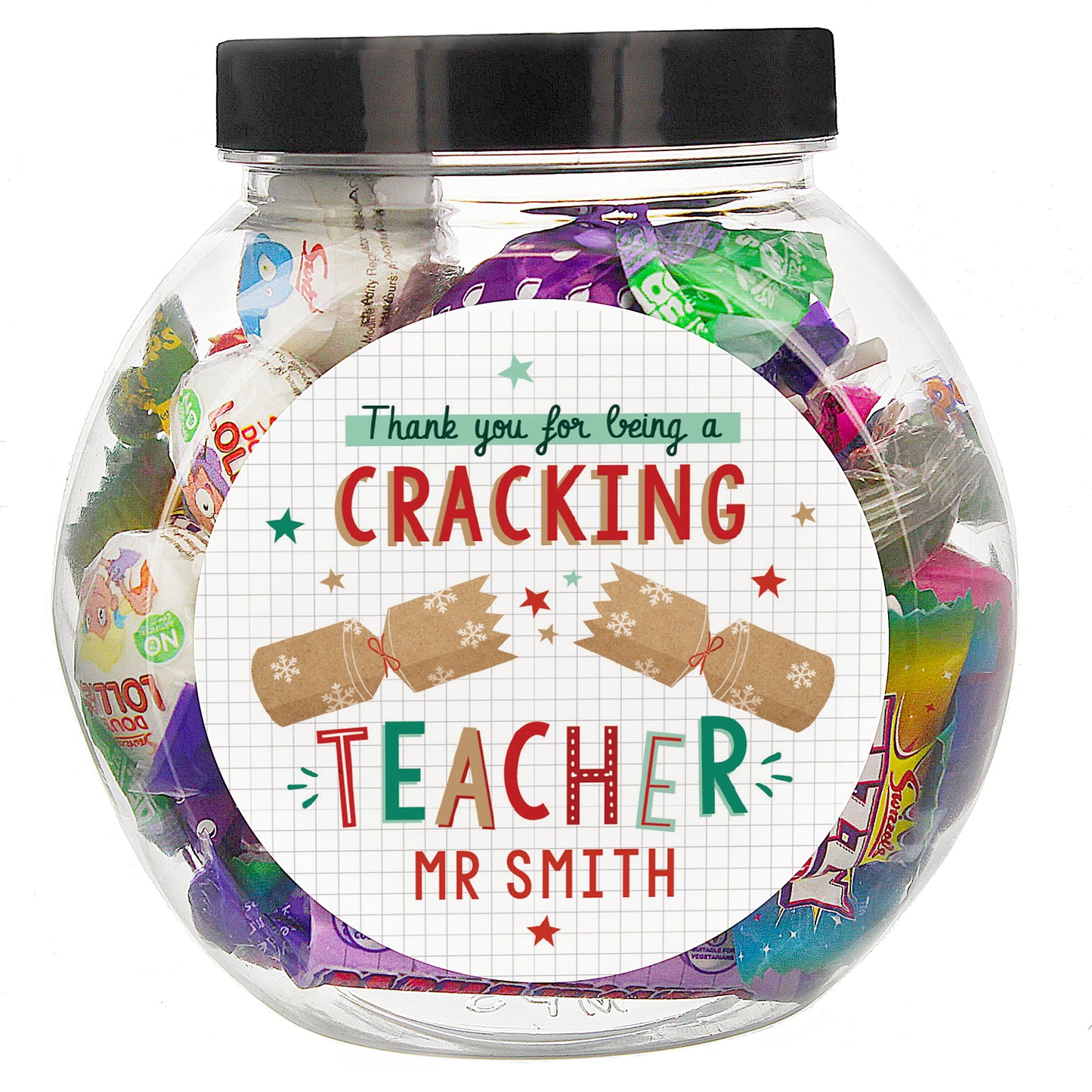 Personalised Cracking Teacher Sweet Jar – Teacher Christmas Gift