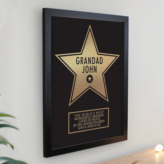 Personalised Father's Day Star Award Black Framed Print