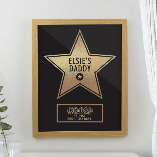 Personalised Father's Day Star Award Oak Framed Print