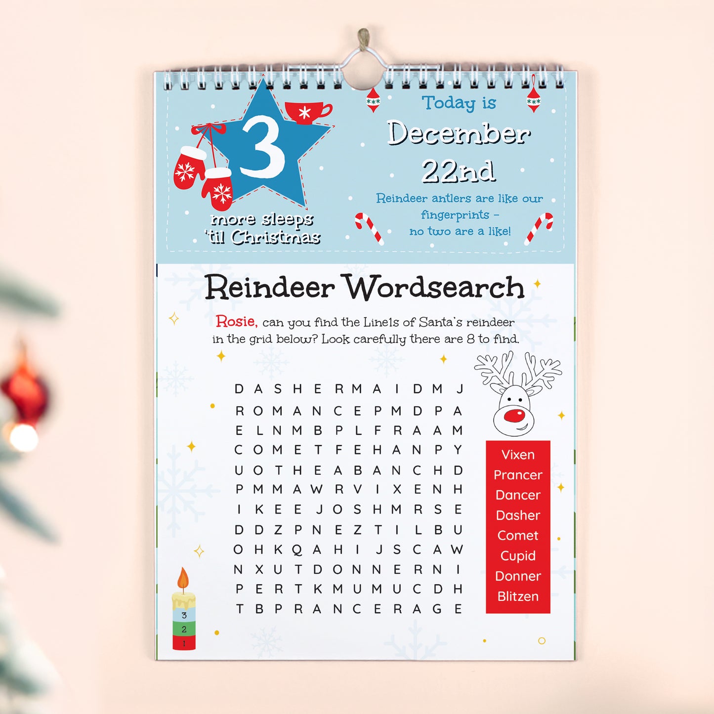 Personalised '24 Sleeps' Kids Activity Advent Calendar
