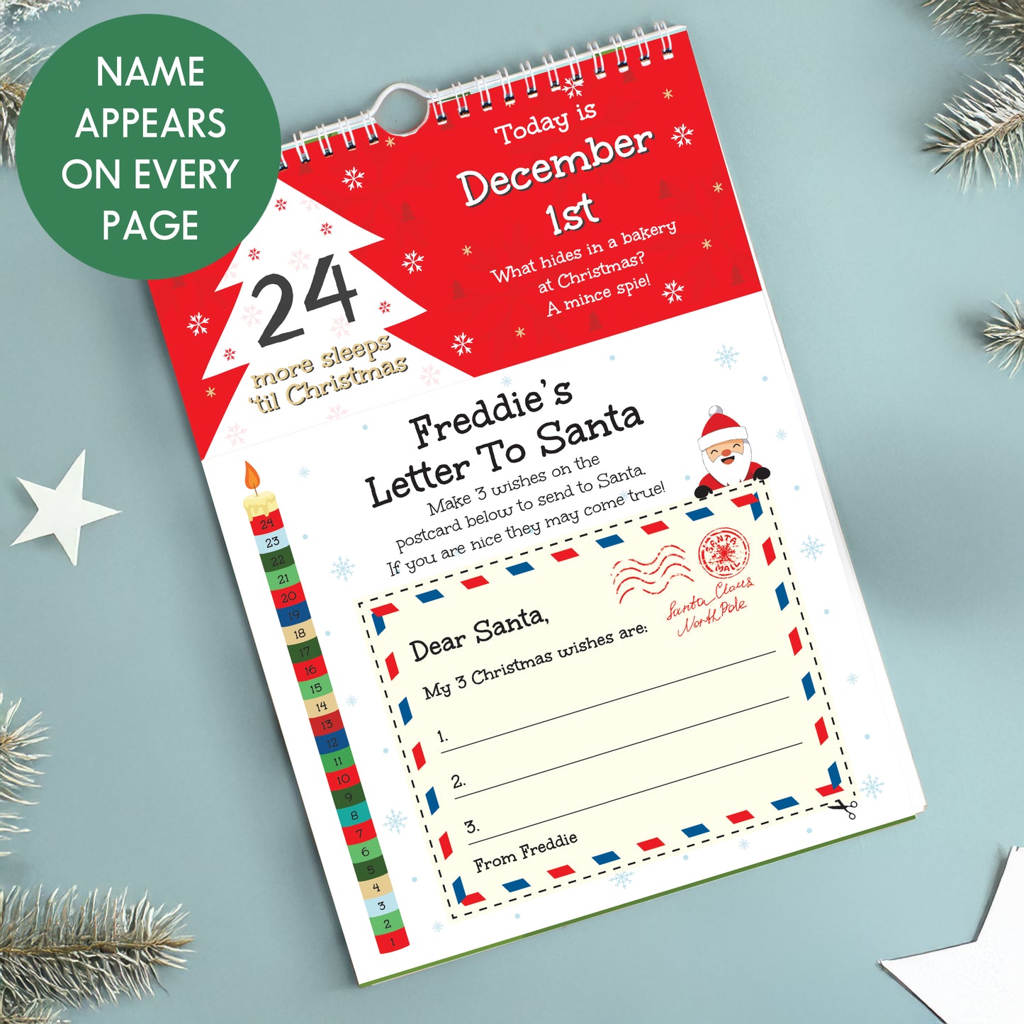 Personalised '24 Sleeps' Kids Activity Advent Calendar