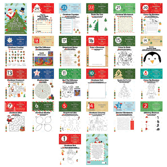Personalised '24 Sleeps' Kids Activity Advent Calendar