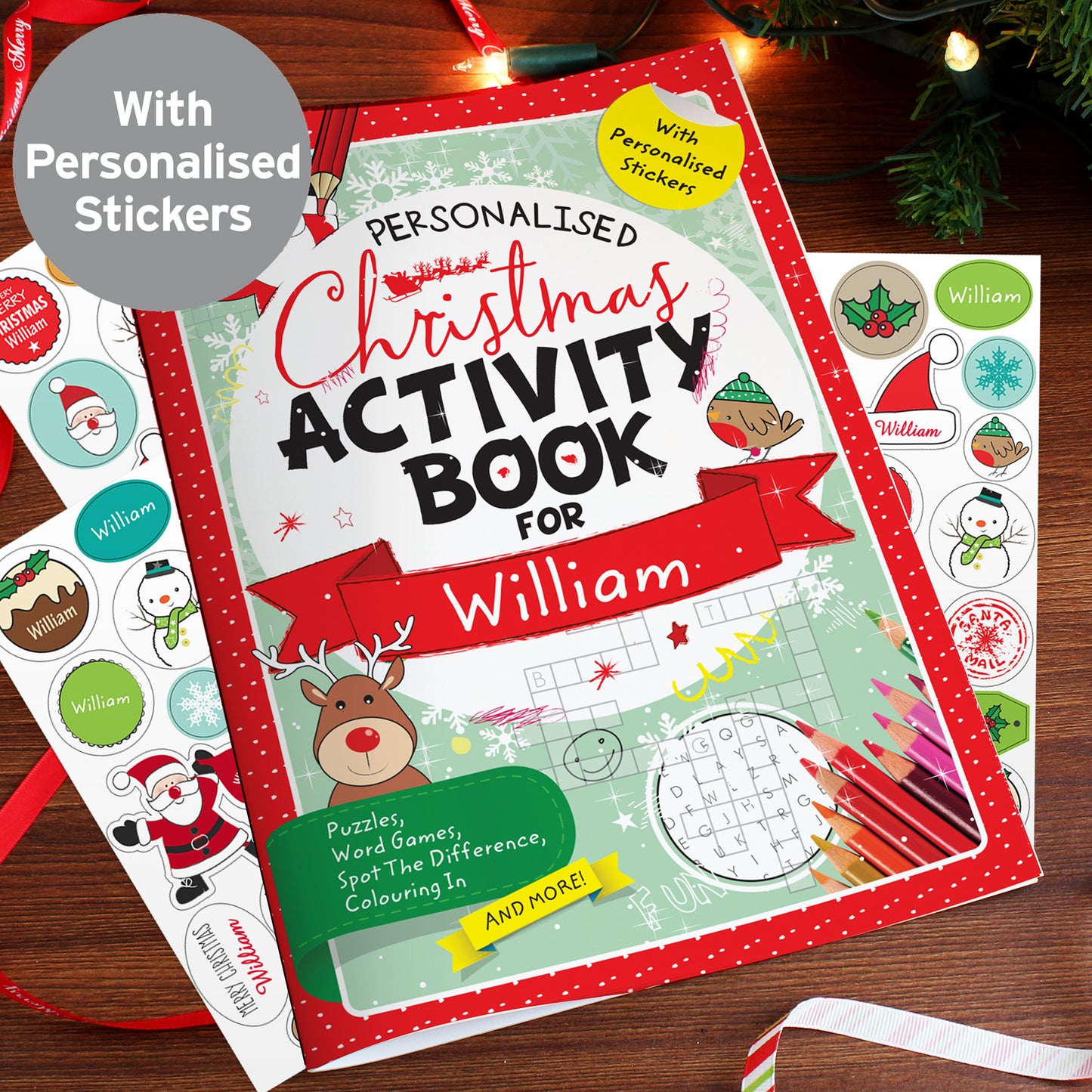 Personalised Christmas Activity Book With Stickers – Stocking Filler