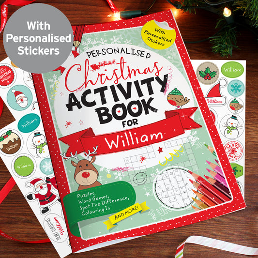 Personalised Christmas Activity Book With Stickers – Stocking Filler