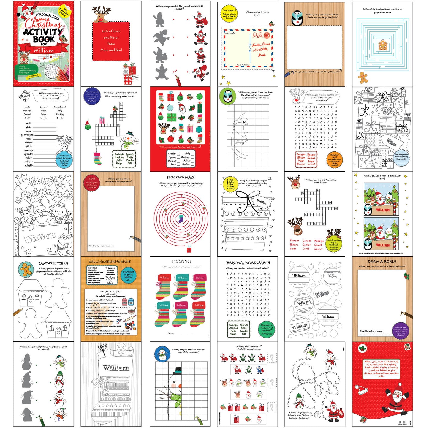 Personalised Christmas Activity Book With Stickers – Stocking Filler