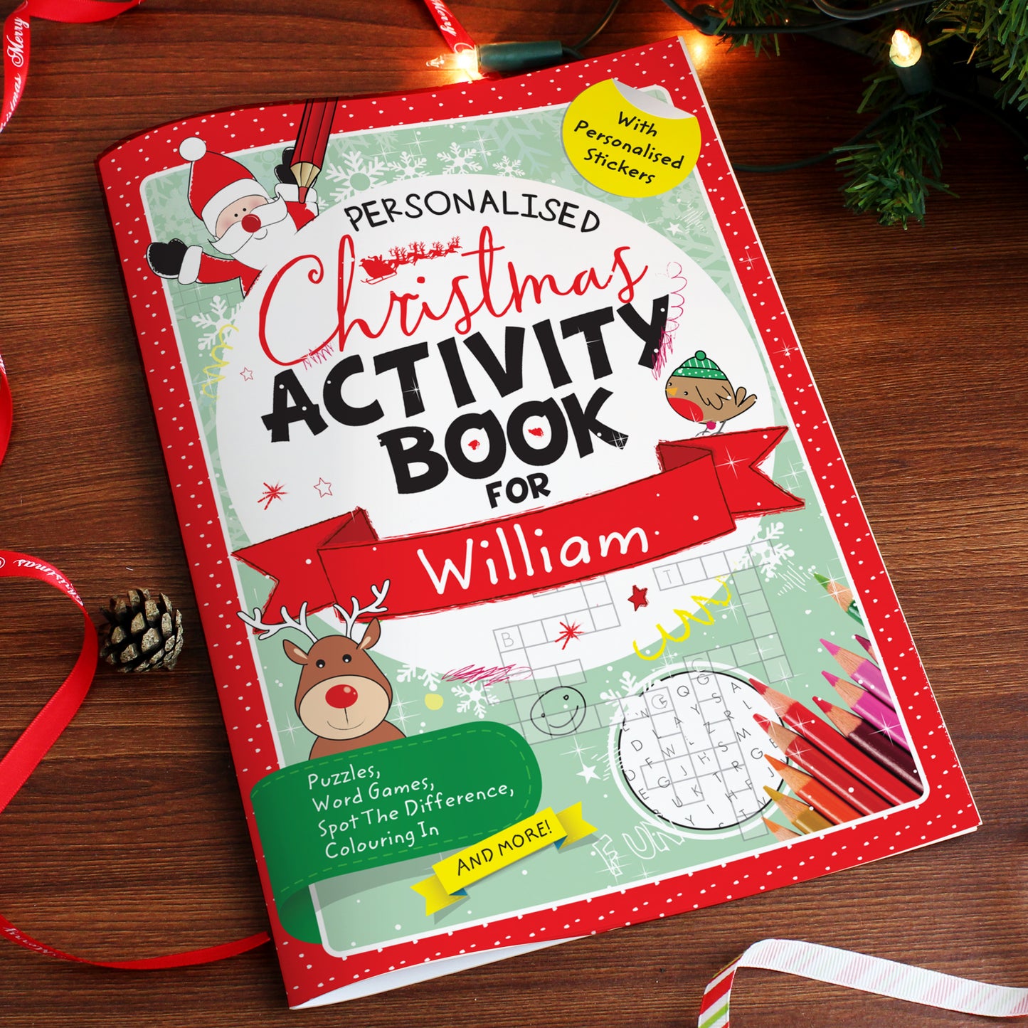 Personalised Christmas Activity Book With Stickers – Stocking Filler