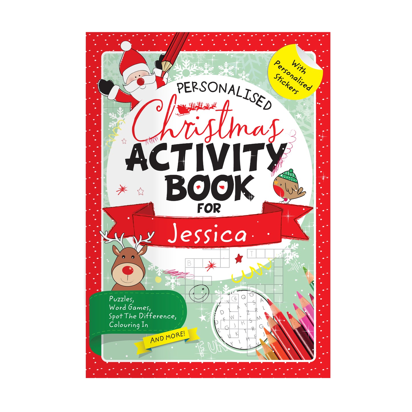 Personalised Christmas Activity Book With Stickers – Stocking Filler