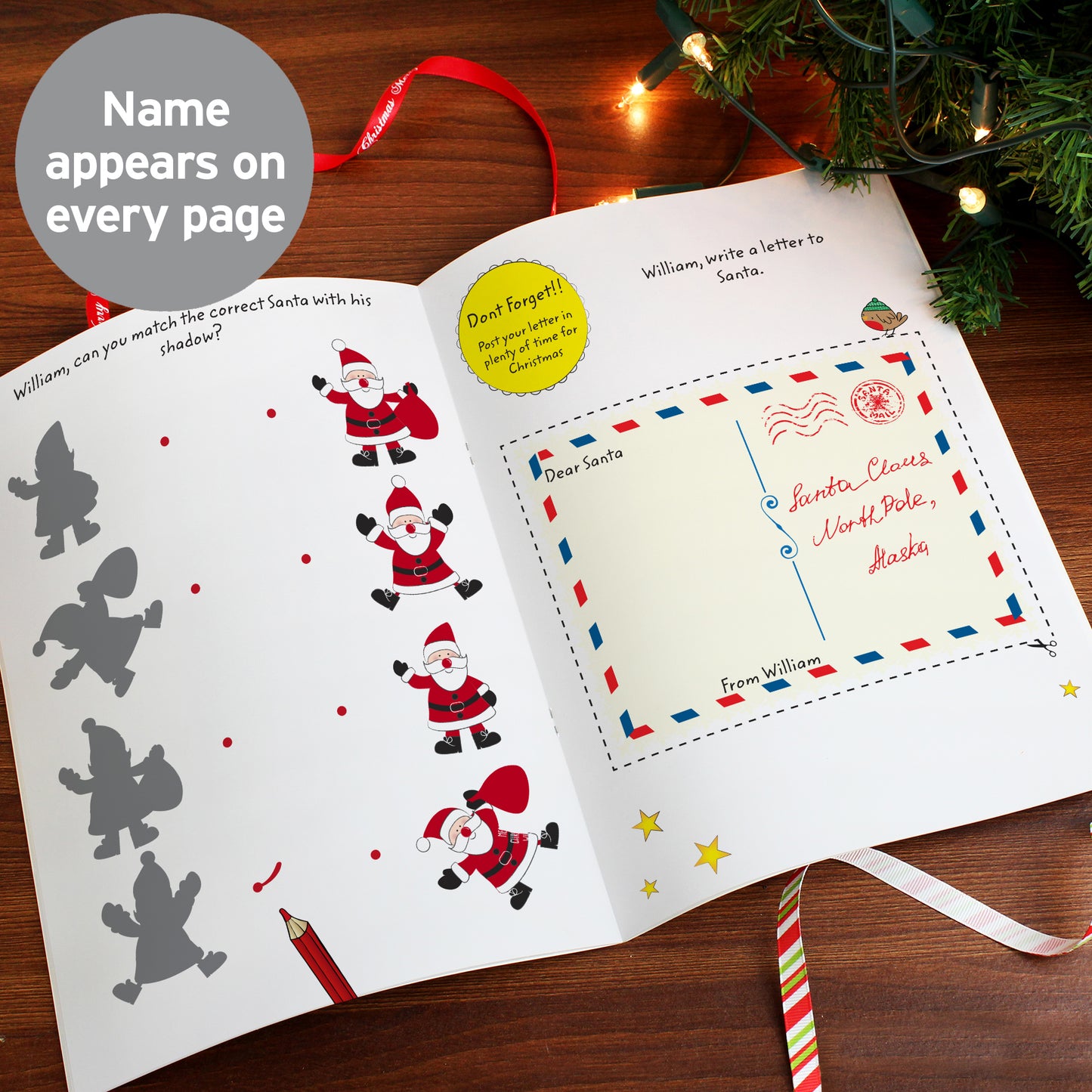 Personalised Christmas Activity Book With Stickers – Stocking Filler