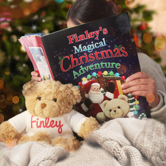 Personalised Magical Christmas Adventure Story Book & Teddy Bear Gift Set