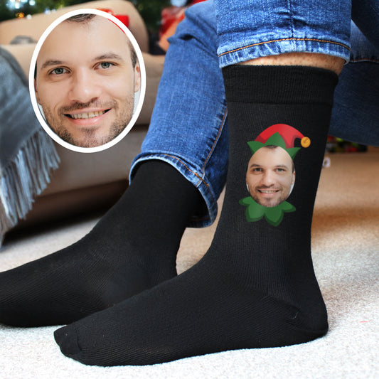 Personalised Photo Elf Christmas Socks - Funny Christmas Gift