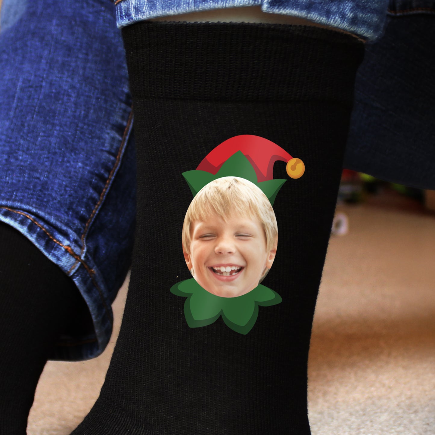 Personalised Photo Elf Christmas Socks - Funny Christmas Gift