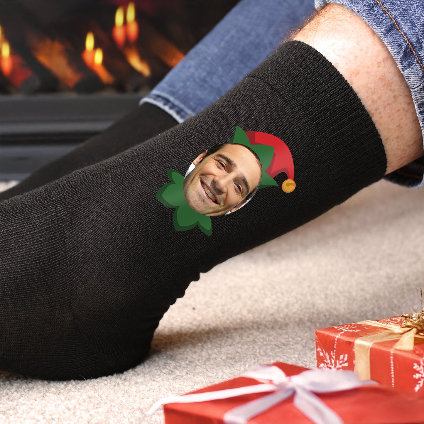 Personalised Photo Elf Christmas Socks - Funny Christmas Gift