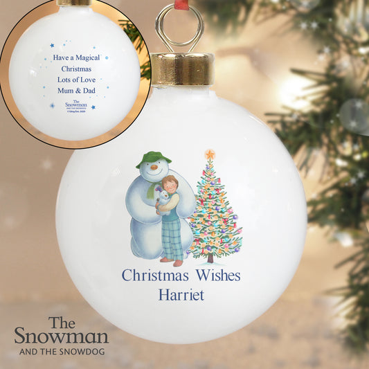 Personalised The Snowman And The Snowdog Bauble