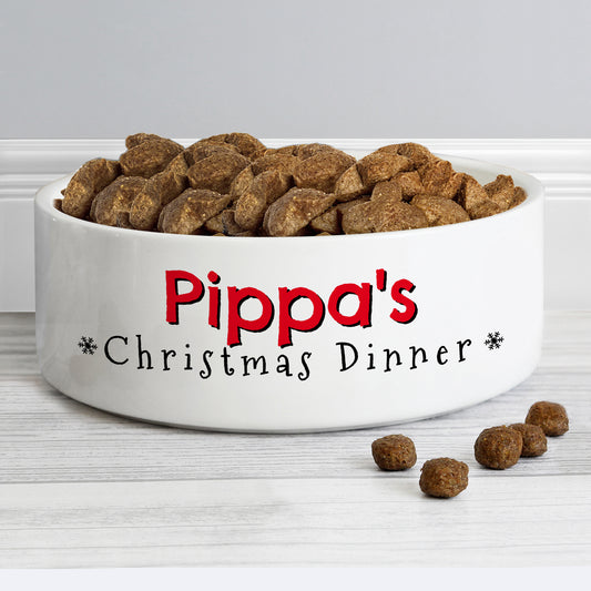 Personalised Christmas Dinner Pet Bowl