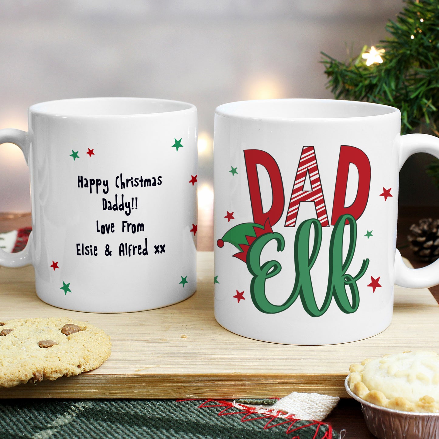 Personalised Matching Family Elf Mugs