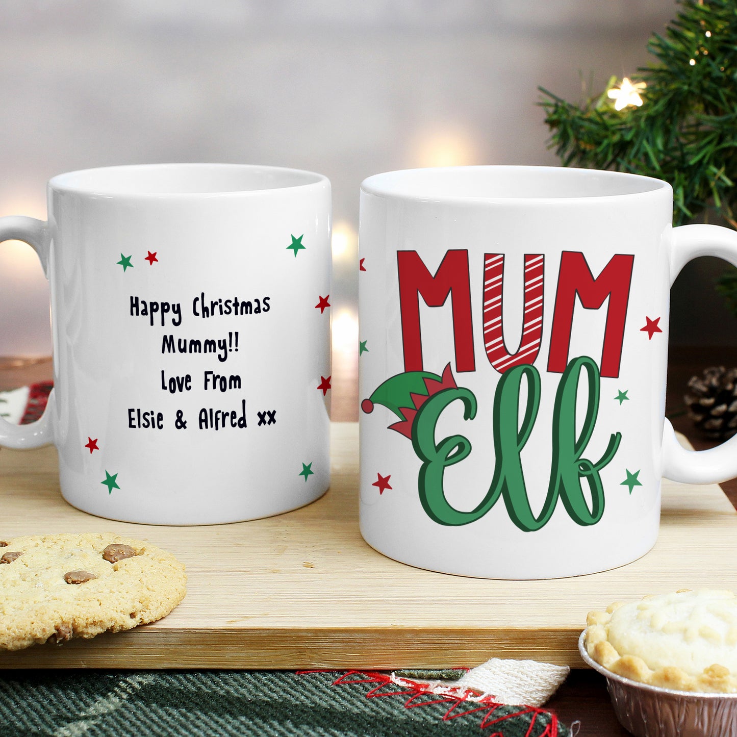 Personalised Matching Family Elf Mugs