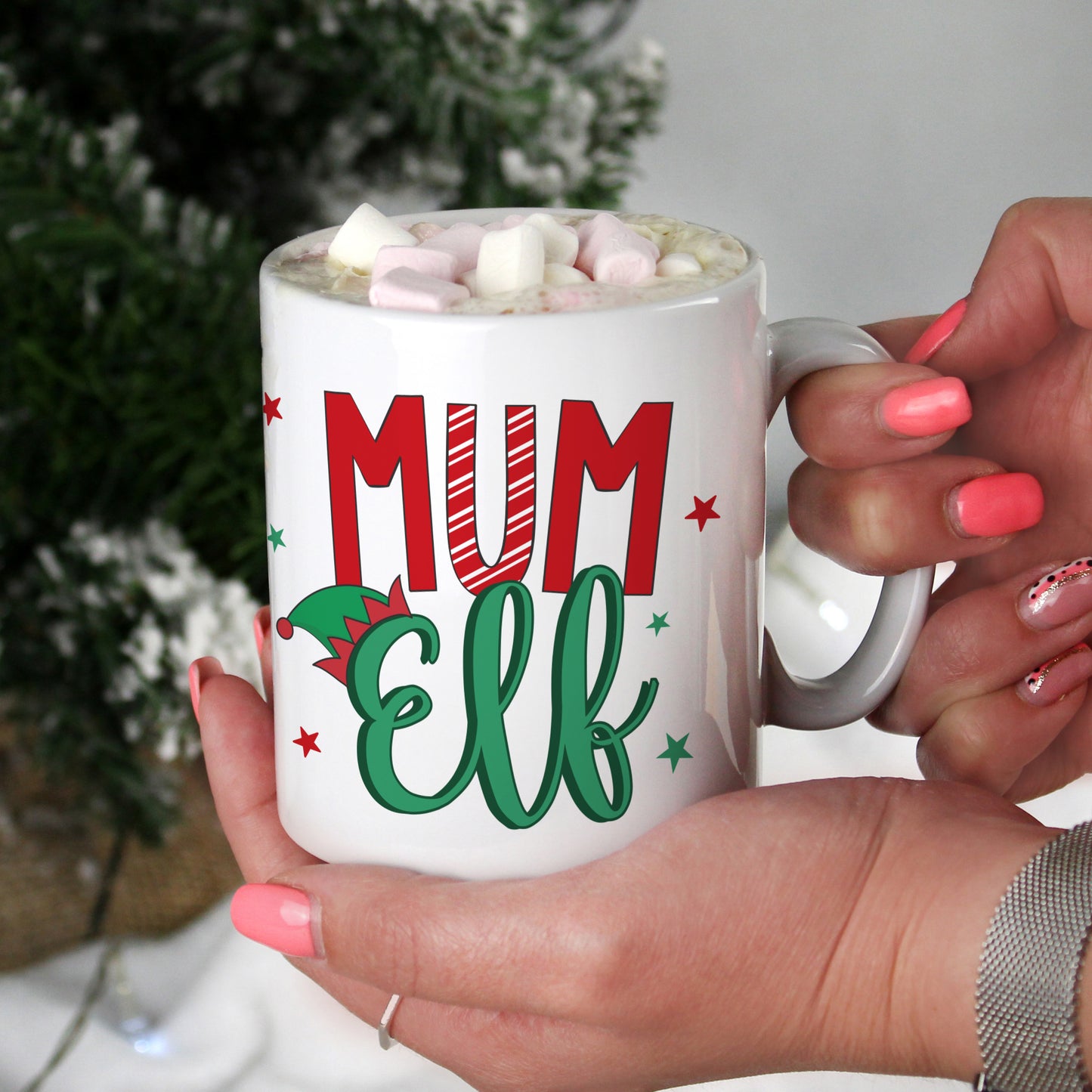 Personalised Matching Family Elf Mugs