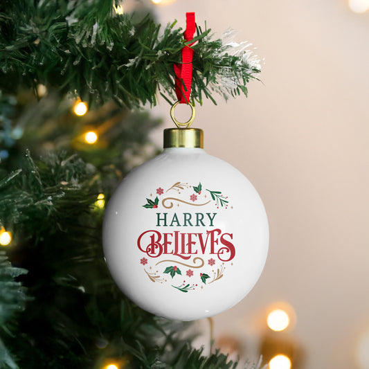 Personalised 'Believes' Christmas Tree Bauble