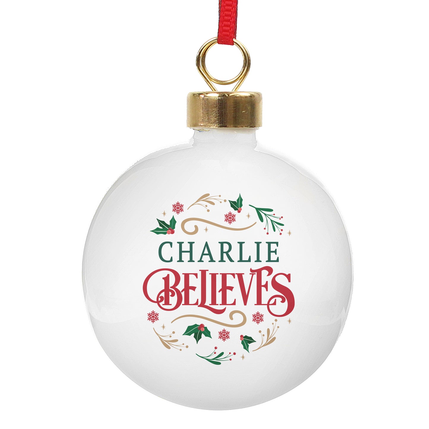 Personalised 'Believes' Christmas Tree Bauble