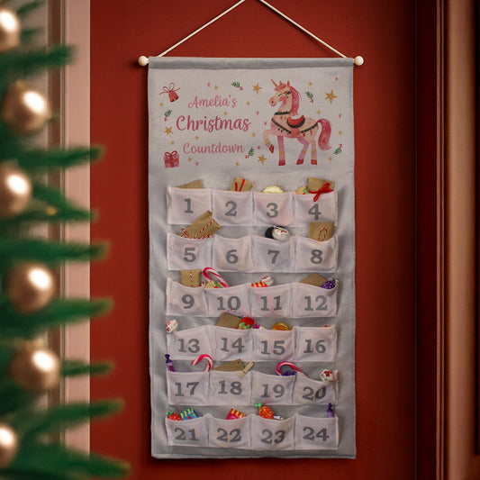 Personalised Hanging Advent Calendar Unicorn Design