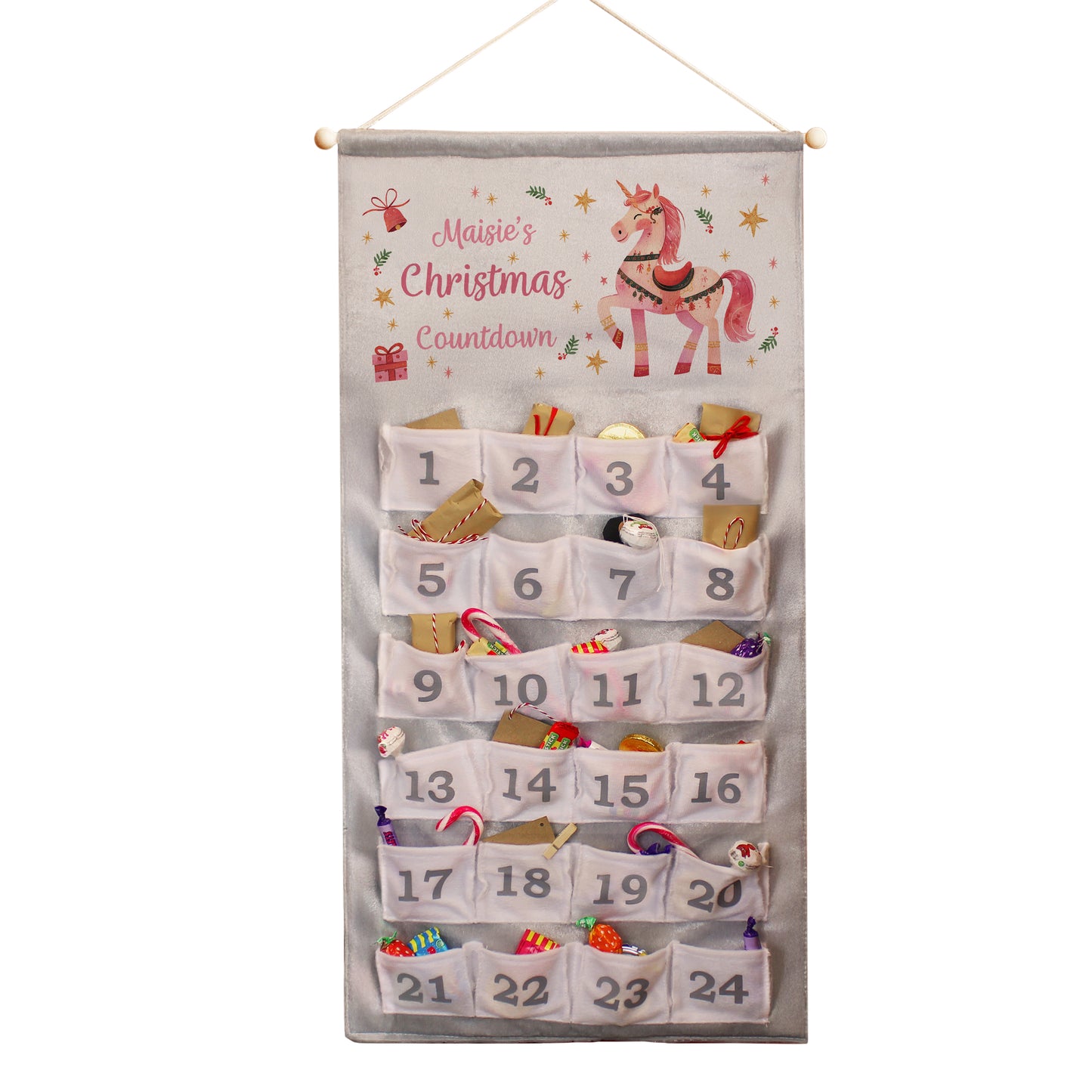 Personalised Hanging Advent Calendar Unicorn Design