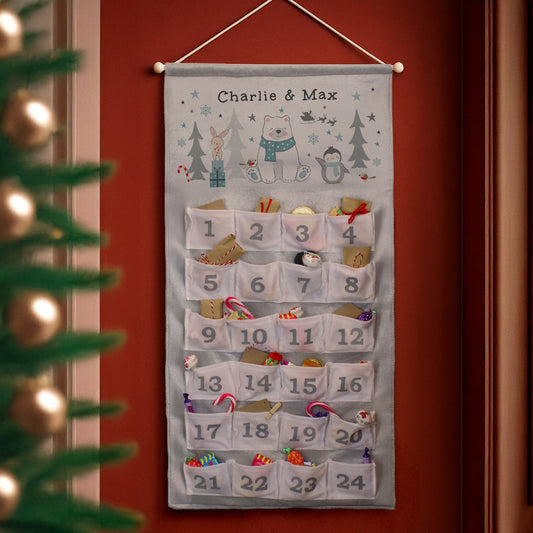 Personalised Hanging Advent Calendar Polar Bear Design