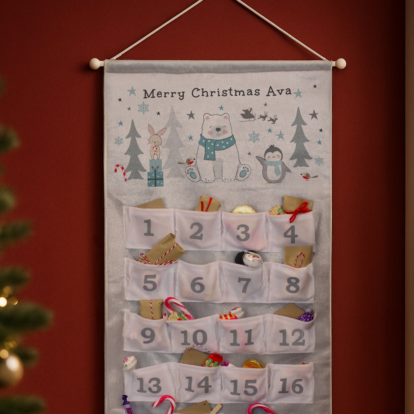 Personalised Hanging Advent Calendar Polar Bear Design