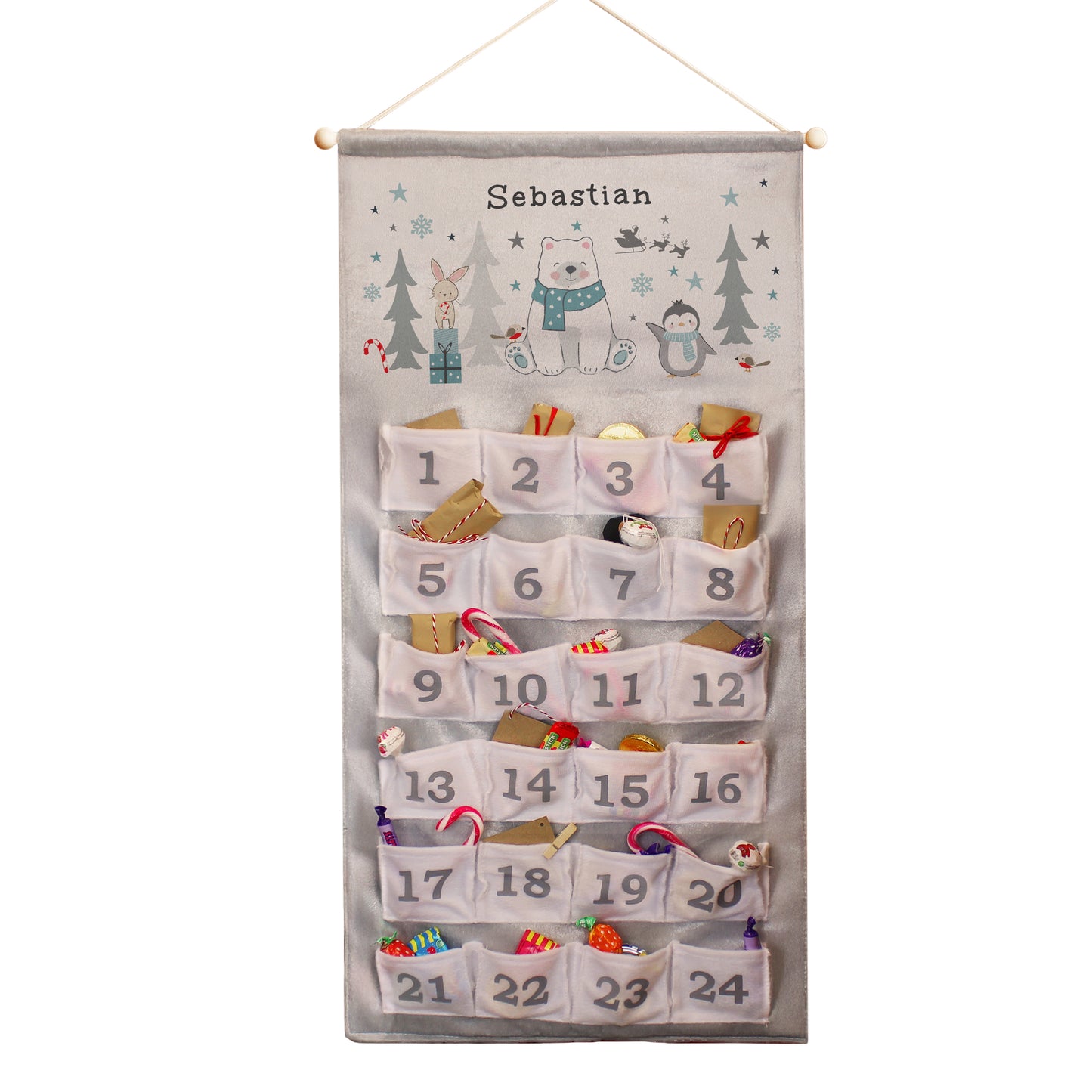 Personalised Hanging Advent Calendar Polar Bear Design