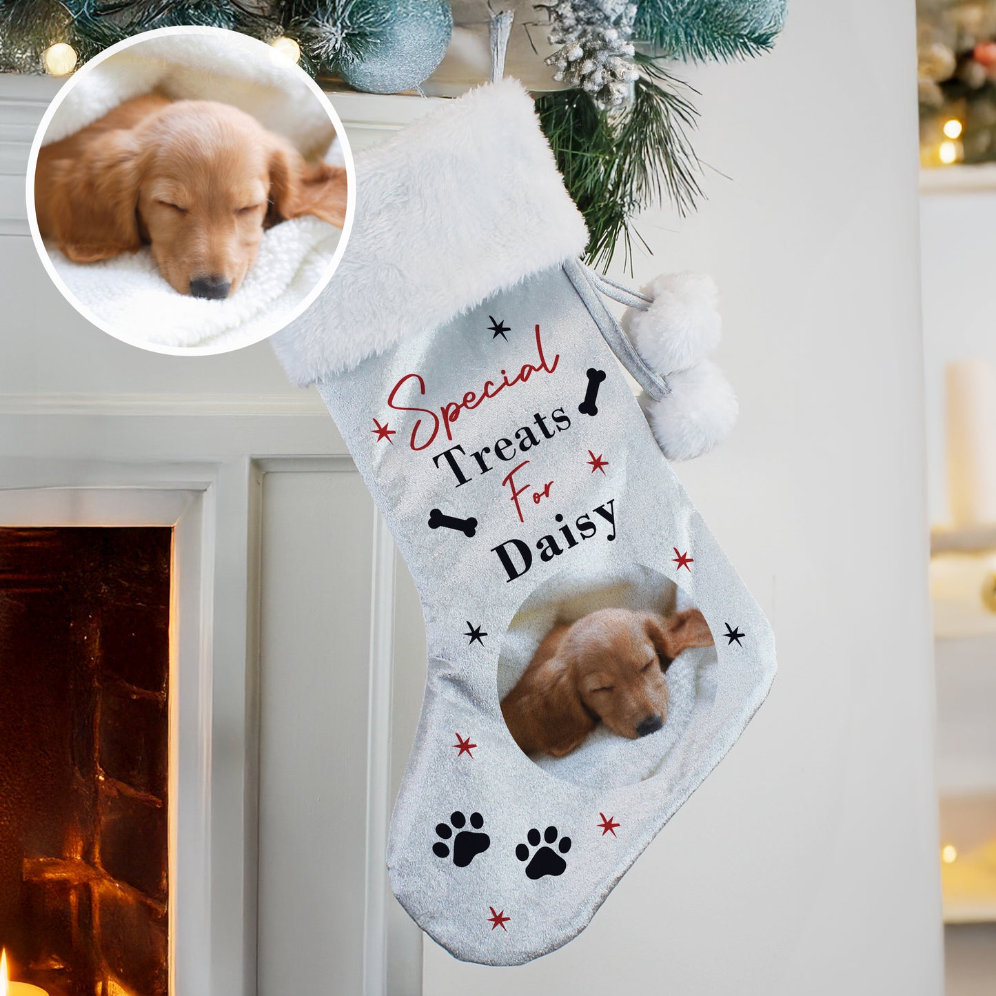 Personalised Dog Christmas Stocking With Photo