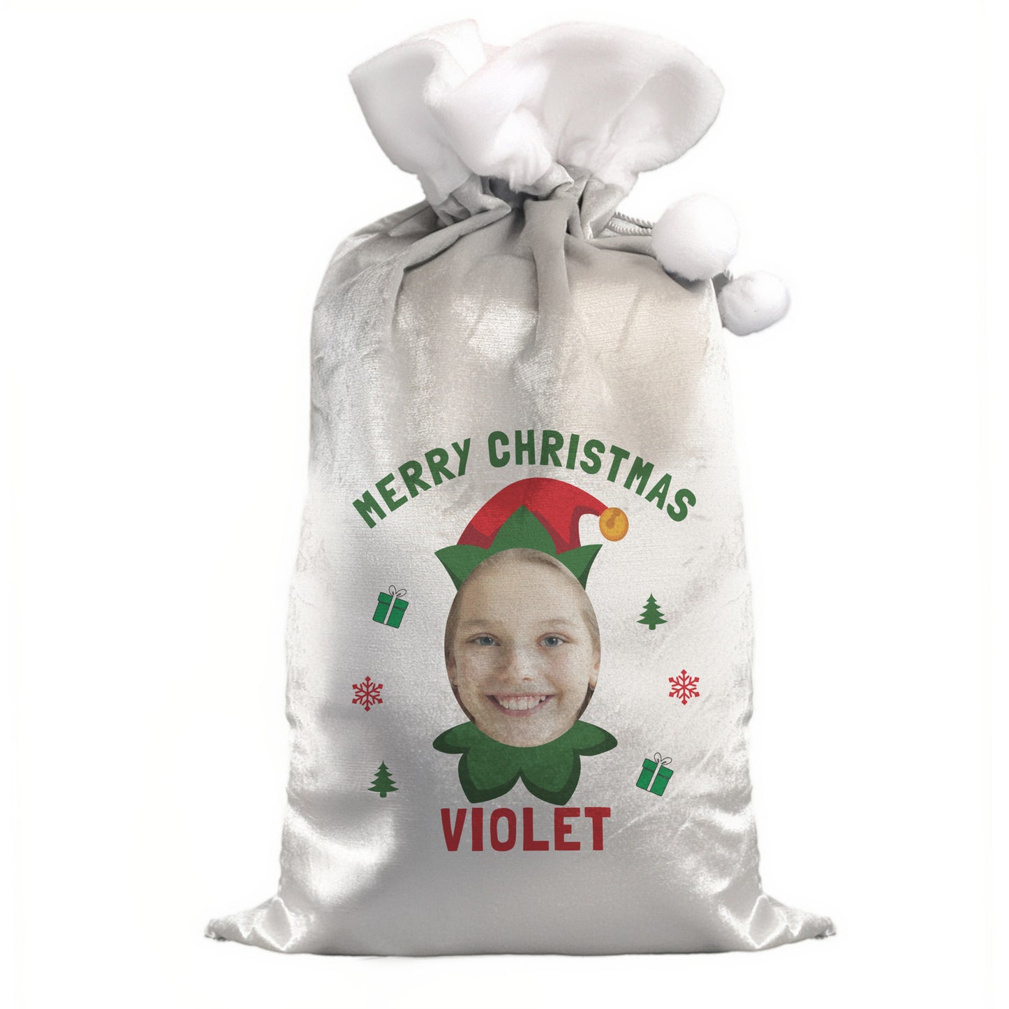 Personalised Photo Elf Christmas Sack