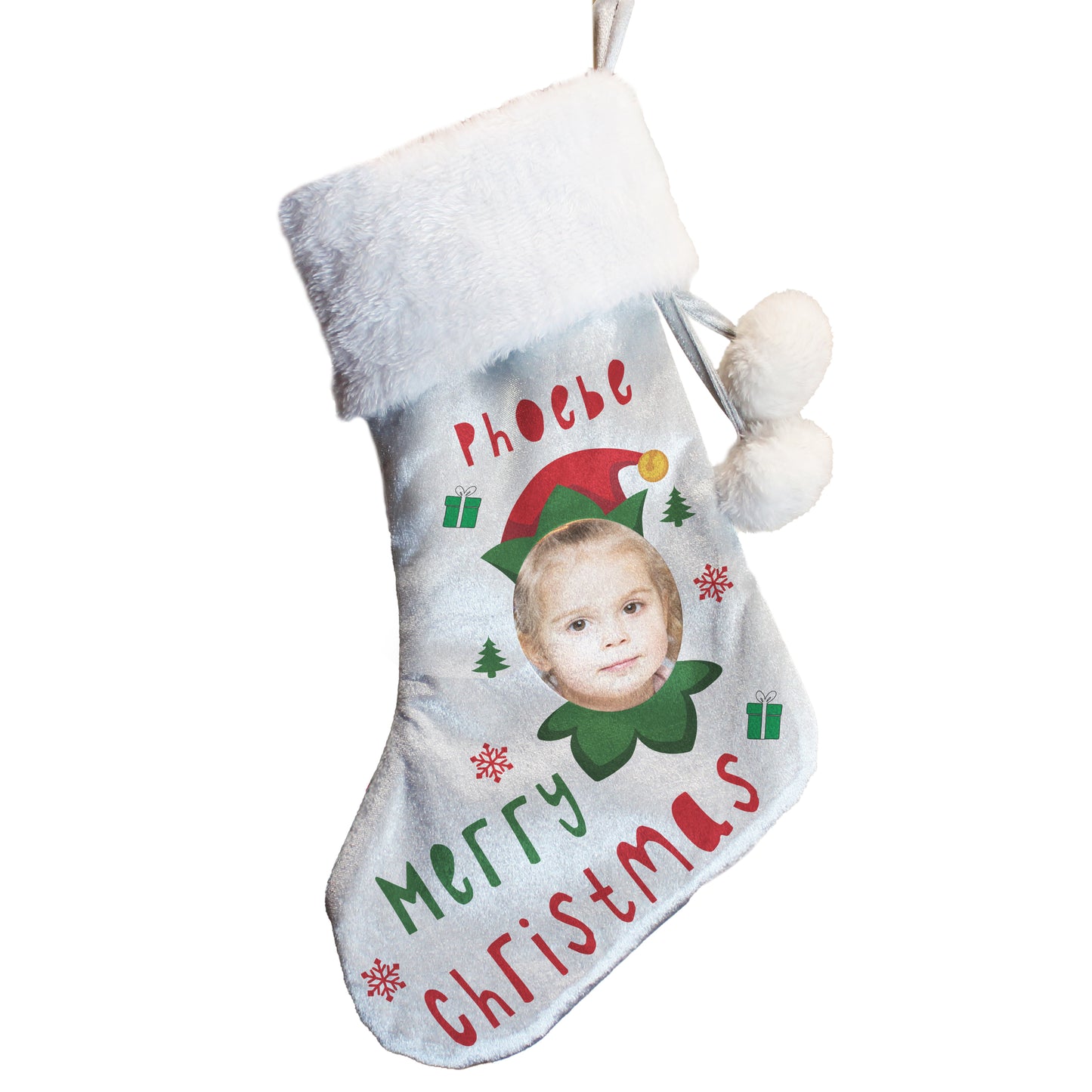 Personalised Photo Elf Christmas Stocking