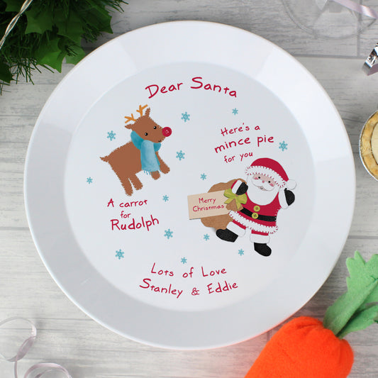 Personalised Santa And Rudolph Christmas Eve Treats Plate