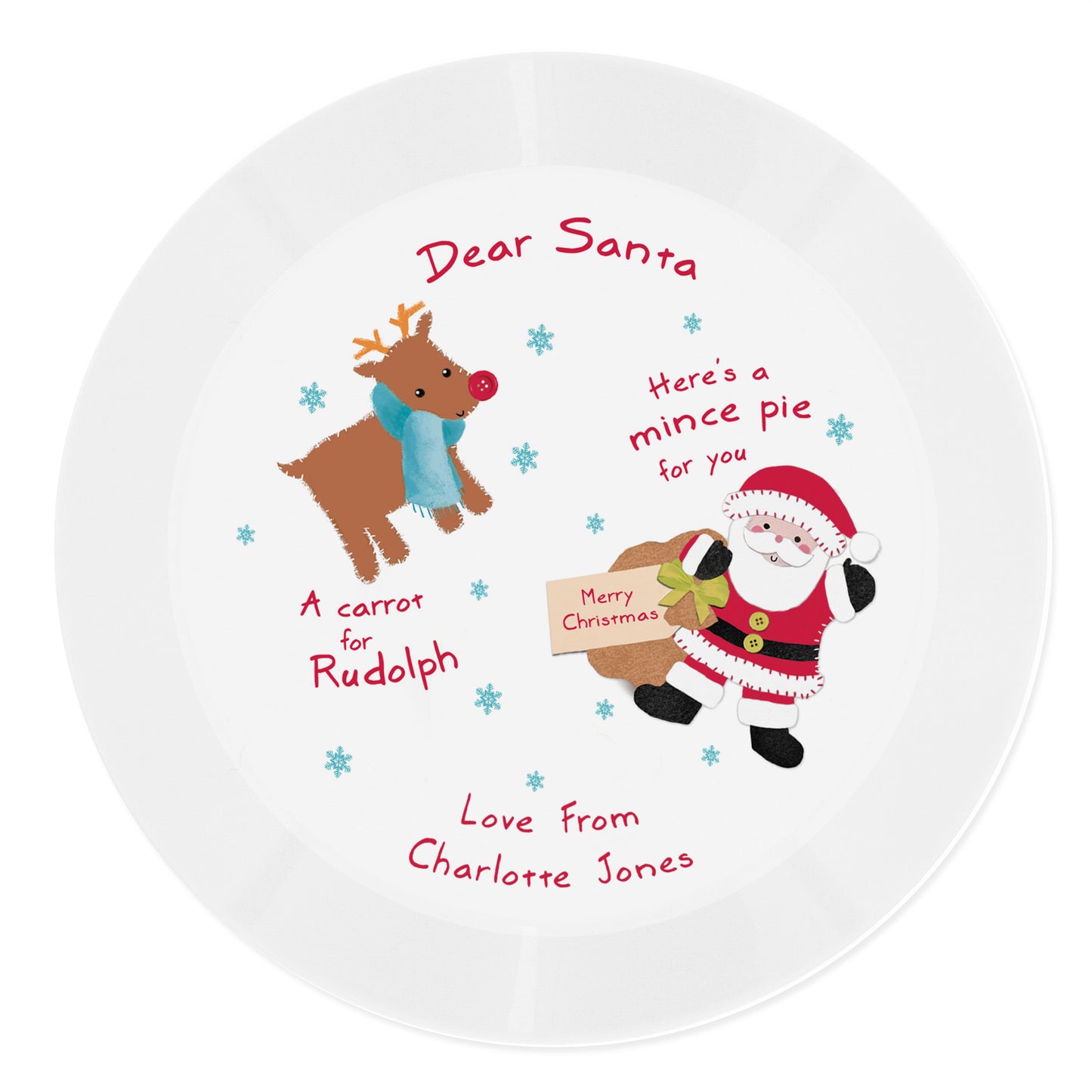 Personalised Santa And Rudolph Christmas Eve Treats Plate