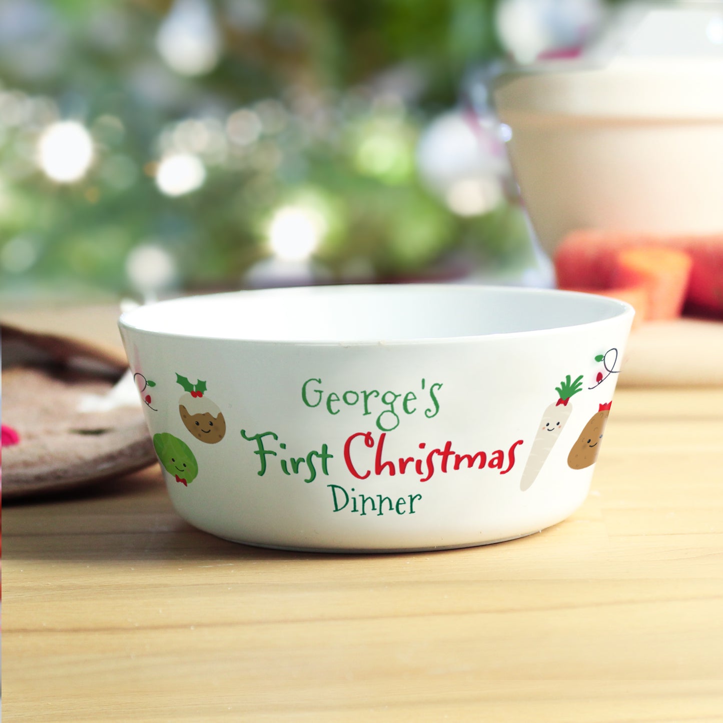 Personalised 1st Christmas Dinner Plastic Baby Bowl