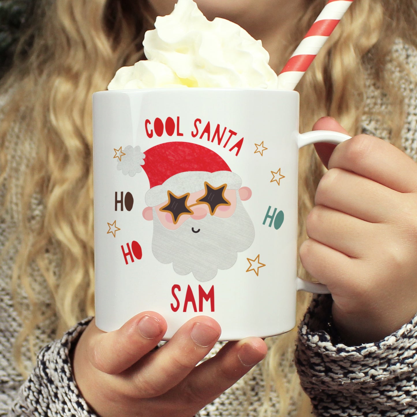 Personalised Cool Santa Plastic Christmas Mug